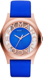 Marc Jacobs Henry Skeleton Blue Dial Blue Leather Strap Watch for Women - MBM1244 Authentic Buy Shop Now