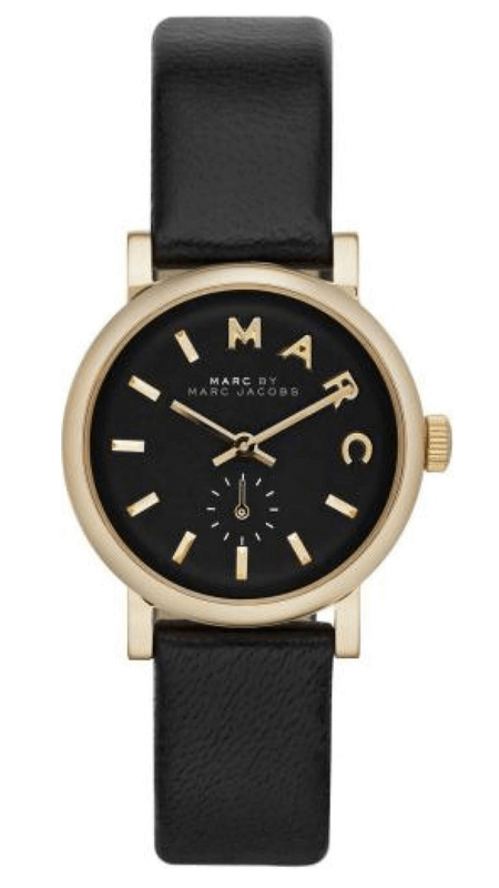 Marc Jacobs Baker Black Dial Black Leather Strap Watch for Women - MBM1273 Authentic Buy Shop Now