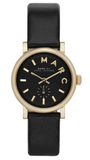 Marc Jacobs Baker Black Dial Black Leather Strap Watch for Women - MBM1273 Authentic Buy Shop Now