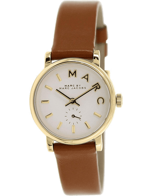 Marc Jacobs Baker White Dial Brown Leather Strap Watch for Women - MBM1317 Authentic Buy Shop Now
