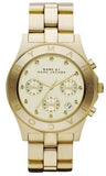 Marc Jacobs Blade Chronograph Gold Dial Gold Steel Strap Watch for Women - MBM3101 Authentic Buy Shop Now