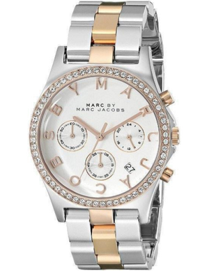 Marc Jacobs Henry Chronograph Silver Dial Two Tone Steel Strap Watch for Women - MBM3106 Authentic Buy Shop Now