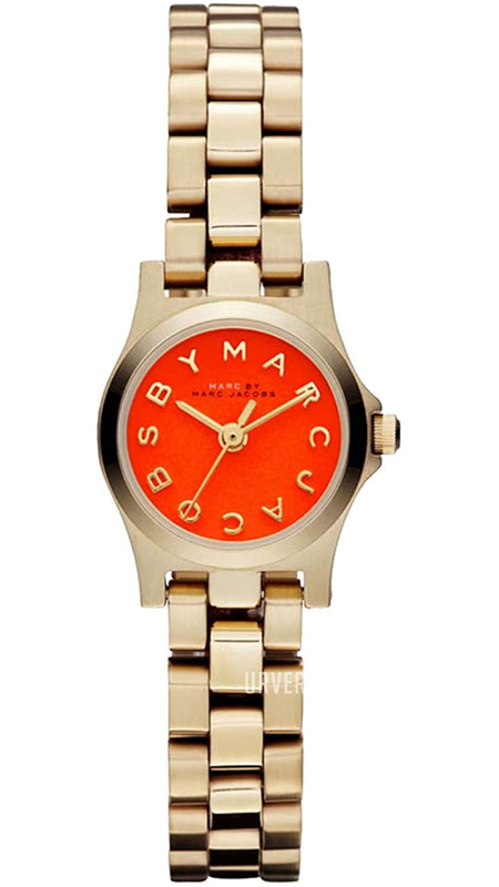 Marc Jacobs Henry Dinky Red Dial Gold Steel Strap Watch for Women - MBM3202 Authentic Buy Shop Now