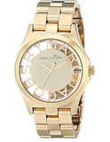Marc Jacobs Henry Transparent Gold Dial Gold Steel Strap Watch for Women - MBM3206 Authentic Buy Shop Now