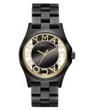 Marc Jacobs Henry Transparent Black Dial Black Steel Strap Watch for Women - MBM3255 Authentic Buy Shop Now