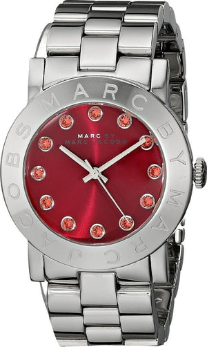 Marc Jacobs Amy Red Dial Silver Steel Strap Watch for Women - MBM3333 Authentic Buy Shop Now