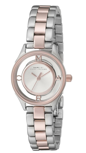 Marc Jacobs Tether Transparent White Dial Two Tone Steel Strap Watch for Women - MBM3418 Authentic Buy Shop Now