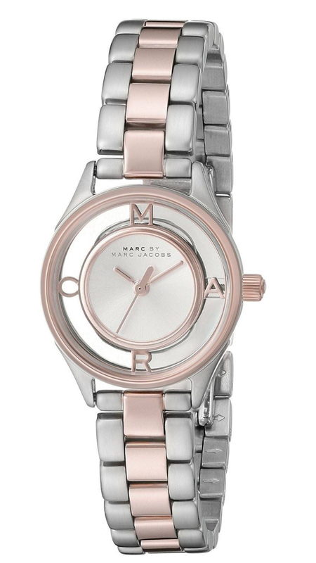 Marc Jacobs Tether Transparent White Dial Two Tone Steel Strap Watch for Women - MBM3418 Authentic Buy Shop Now