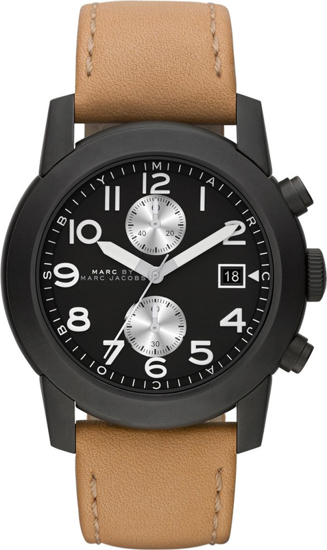 Marc Jacobs Larry Chronograph Black Dial Brown Leather Strap Watch for Men - MBM5053 Authentic Buy Shop Now