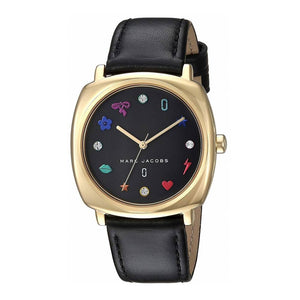 Marc Jacobs Mandy Black Dial Black Leather Strap Watch for Women - MJ1597 Authentic Buy Shop Now