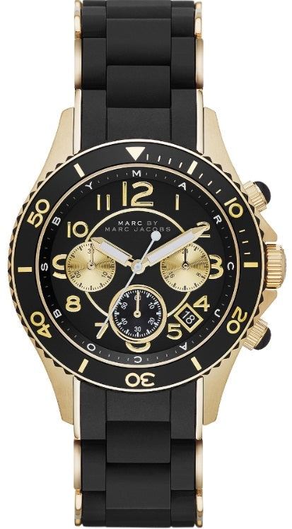 Marc Jacobs Rock Chronograph Black Dial Black Silicone Strap Watch for Women - MBM2598 Authentic Buy Shop Now