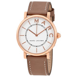 Marc Jacobs Roxy White Dial Cement Brown Leather Strap Watch for Women - MJ1533 Authentic Buy Shop Now