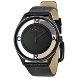 Marc Jacobs Tether Transparent Black Dial Black Leather Strap Watch for Women - MBM1379 Authentic Buy Shop Now