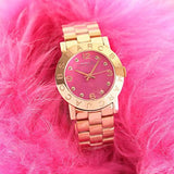 Marc Jacobs Amy Pink Dial Rose Gold Steel Strap Dial Watch for Women - MBM8625 Authentic Buy Shop Now