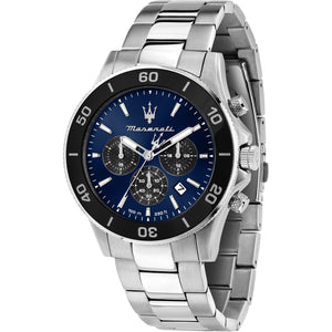 Maserati Competizione Chronograph Blue Dial Silver Steel Strap Watch For Men - R8873600009 Authentic Buy Shop Now