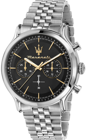 Maserati Epoca Chronograph Black Dial Silver Steel Strap Watch For Men - R8873618017 Authentic Buy Shop Now