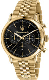 Maserati Epoca Chronograph Black Dial Gold Steel Strap Watch For Men - R8873618023 Authentic Buy Shop Now