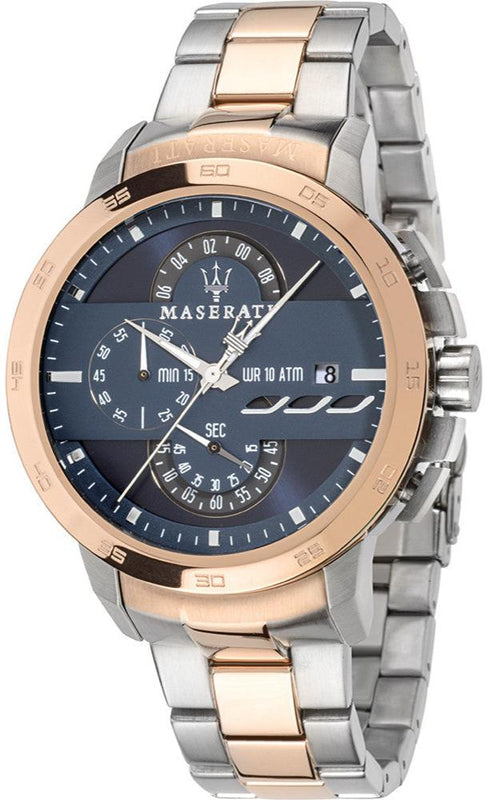 Maserati Ingegno Chronograph Blue Dial Two Tone Steel Strap Watch for Men - R8873619002 Authentic Buy Shop Now