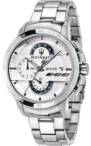 Maserati Ingegno Chronograph White Dial Silver Steel Strap Watch For Men - R8873619004 Authentic Buy Shop Now