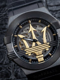 Maserati Potenza Automatic Black Dial Black Leather Strap Watch For Men - R8821108036 Authentic Buy Shop Now
