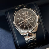Maserati Competizione Chronograph Black Dial Silver Steel Strap Watch For Men - R8853100014 Authentic Buy Shop Now
