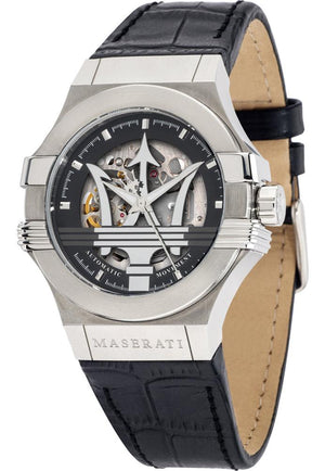 Maserati Potenza Automatic Black Dial Black Leather Strap Watch For Men - R8821108038 Authentic Buy Shop Now