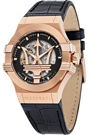 Maserati Potenza Automatic Skeleton Black Dial Black Leather Strap Watch For Men - R8821108039 Authentic Buy Shop Now