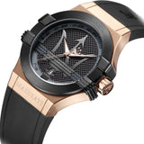Maserati Potenza Black & Rose Gold Dial Black Rubber Strap Watch For Men - R8851108002 Authentic Buy Shop Now