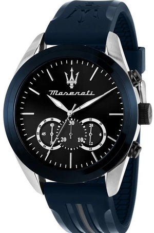 Maserati Traguardo Chronograph Blue Dial Black Silicone Strap Watch For Men - R8871612046 Authentic Buy Shop Now