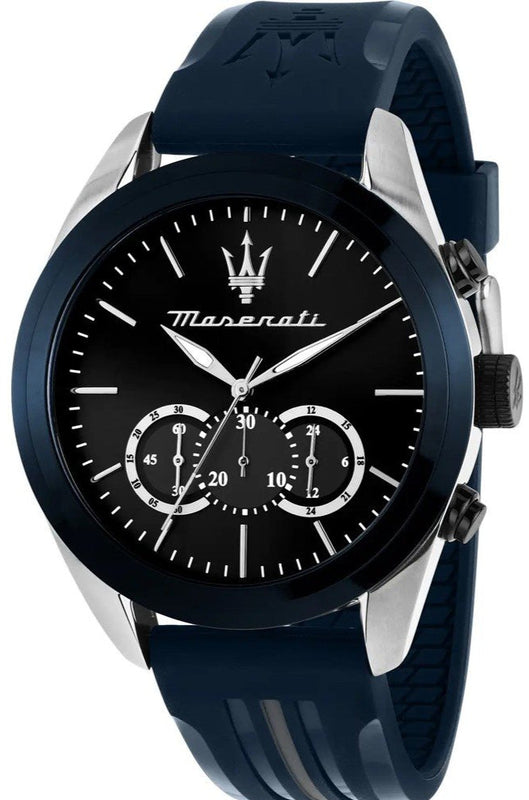 Maserati Traguardo Chronograph Blue Dial Black Silicone Strap Watch For Men - R8871612046 Authentic Buy Shop Now