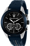 Maserati Traguardo Chronograph Blue Dial Black Silicone Strap Watch For Men - R8871612046 Authentic Buy Shop Now