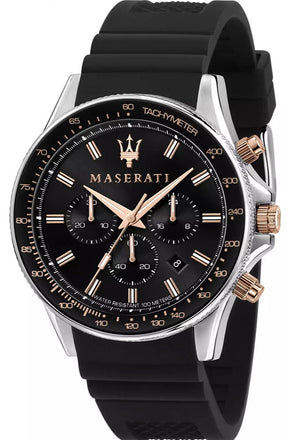 Maserati SFIDA 44mm Black Silicon Chronograph Watch For Men - R8871640002 Authentic Buy Shop Now