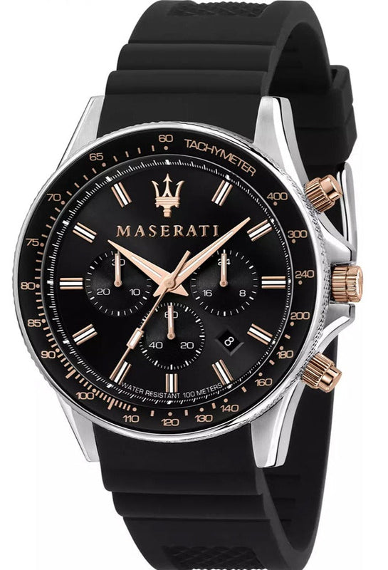 Maserati SFIDA 44mm Black Silicon Chronograph Watch For Men - R8871640002 Authentic Buy Shop Now