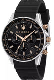 Maserati SFIDA 44mm Black Silicon Chronograph Watch For Men - R8871640002 Authentic Buy Shop Now