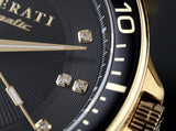 Maserati SFIDA Black Dial Yellow Gold Toned Stainless Steel Watch For Men - R8823140003 Authentic Buy Shop Now