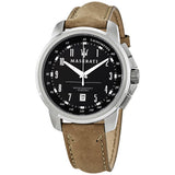 Maserati Successo Black Dial Beige Leather Strap Watch For Men - R8851121004 Authentic Buy Shop Now