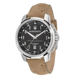 Maserati Successo Black Dial Beige Leather Strap Watch For Men - R8851121004 Authentic Buy Shop Now