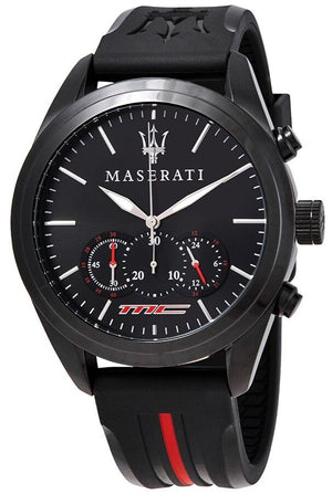 Maserati Traguardo Chronograph Black Dial Black Rubber Strap Watch For Men - R8871612004 Authentic Buy Shop Now