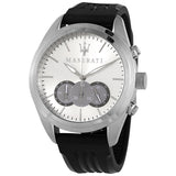 Maserati Traguardo Chronograph Silver Dial Black Rubber Strap Watch for Men - R8871612012 Authentic Buy Shop Now