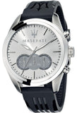 Maserati Traguardo Chronograph Silver Dial Black Rubber Strap Watch for Men - R8871612012 Authentic Buy Shop Now
