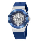 Maserati Potenza 42mm Blue Dial Automatic Silicone Strap Watch For Men - R8821108028 Authentic Buy Shop Now