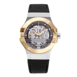 Maserati Potenza Automatic Skeleton Dial Black Leather Strap Watch For Men - R8821108011 Authentic Buy Shop Now