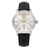 Maserati Epoca White Dial Black Leather Strap Watch For Men - R8851118002 Authentic Buy Shop Now