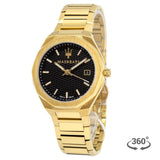 Maserati Stile Black Dial Gold Steel Strap Watch For Men - R8853142004 Authentic Buy Shop Now