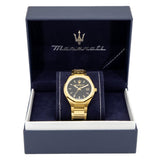 Maserati Stile Black Dial Gold Steel Strap Watch For Men - R8853142004 Authentic Buy Shop Now