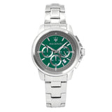 Maserati Successo Chronograph Green Dial Silver Steel Strap Watch For Men - R8873621017 Authentic Buy Shop Now