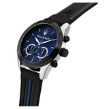 Maserati Traguardo Chronograph Blue Dial Black Silicone Strap Watch For Men - R8871612044 Authentic Buy Shop Now