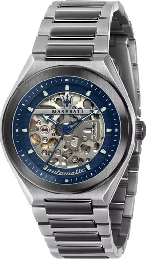 Maserati Triconic Automatic Skeleton Blue Dial Watch For Men - R8823139001 Authentic Buy Shop Now