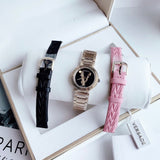 Versace V Virtus Quartz Black Dial Gold Steel Strap Watch For Women - VET300121 Authentic Buy Shop Now