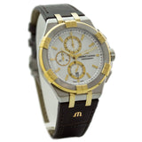 Maurice Lacroix Aikon Chronograph White Dial Brown Leather Strap Watch For Men - AI1018-PVY11-132-1 Authentic Buy Shop Now